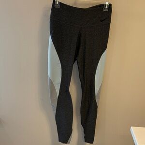 Nike Dri-Fit Dark Charcoal & Light Gray & Light blue Contrast Workout Leggings